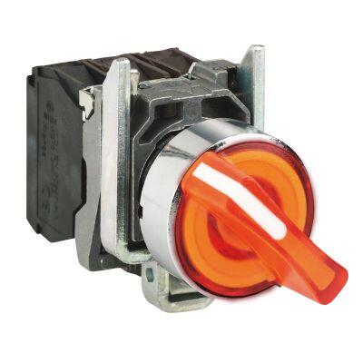 SCHNEIDER ELECTRIC KALICI IŞIKLI MANDAL BUTON TURUNCU 1-0-2 230V AC LEDLİ 3389118223288
