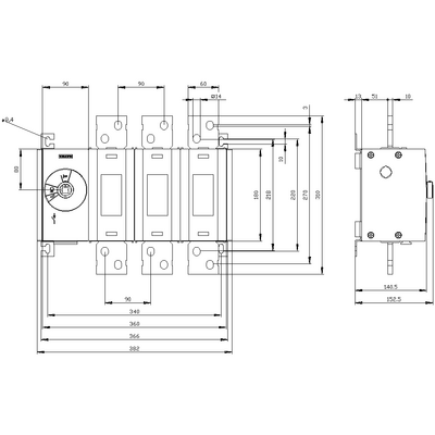 SIEMENS 1250A SOLDAN TAHRİKLİ BOY:5 3KD TİPİ SİGORTASIZ YÜK KESİCİSİ 4001869473338