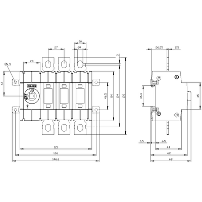 SIEMENS 125A SOLDAN TAHRİKLİ BOY:2 3KD TİPİ SİGORTASIZ YÜK KESİCİSİ 4001869472263