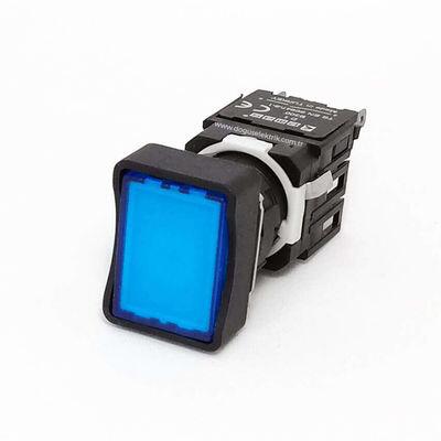 EMAS 16MM D SERİSİ 1NA+1NK DİKDÖRTGEN YAYLI BUTON MAVİ D102DDM