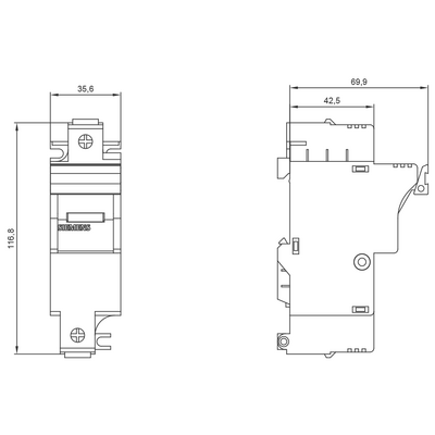 SIEMENS KARTUŞ SİGORTA YUVA 22X58MM 1 KUTUP 100A SİLİNDİRİK SİGORTA YUVASI 4001869208800