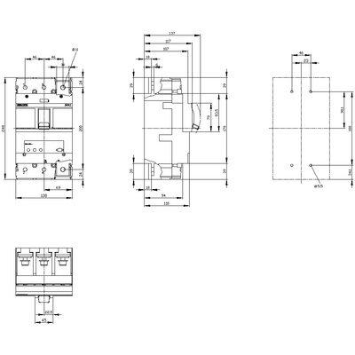 SIEMENS 3 KUTUP KOMPAKT 55KA ETU320 250-630A 4042948834121