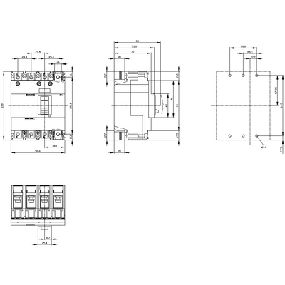SIEMENS 40A 25KA 3VM10 SABİT TERMİK SABİT MANYETİK 4 KUTUPLU SENTRON 3VM KOMPAKT TİP TERMİK MANYETİK GÜÇ ŞALTERİ 4042948800270