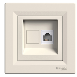 Schneider Electric - SCHNEIDER ELECTRIC EPH4100123 ASFORA KREM TEKLİ RJ11 4 KONTAKLI TELEFON PRİZİ 3606480526848