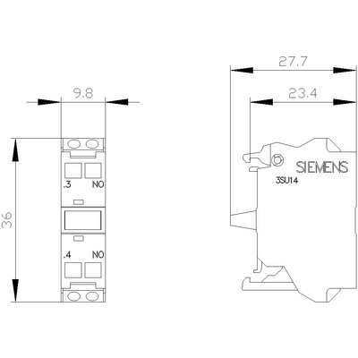 SIEMENS CONTACT MODULE WITH 1 CONTACT ELEMENT 1NO SPRING-TYPE TERMINAL FOR FRONT PLATE MOUNTING 4011209950894