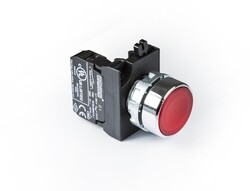 Emas - EMAS CM100DK C METAL YAYLI DÜZ KIRMIZI BUTON 1NO 22MM