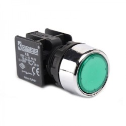 Emas - EMAS KB12DY 1NK YEŞİL DÜZ YAYLI KUMANDA BUTONU