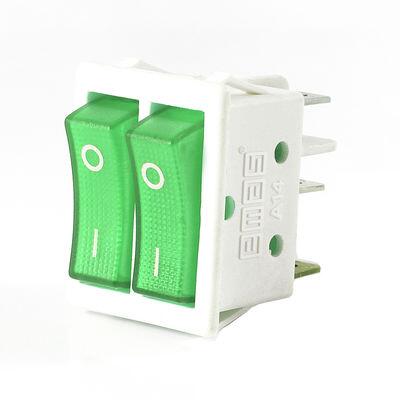 EMAS İKİLİ ANAHTAR 30*22 MM 1NA+1NA YEŞİL IŞIKLI BEYAZ GÖVDE A12W1Y11