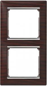 LEGRAND VALENA KOYU AHŞAP/GÜMÜŞ BANTLI DİKEY İKİLİ ÇERÇEVE 3245067703762