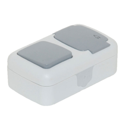 TP Electric - TP ELECTRIC NEMLİYER ÇİFT YOLLU ANAHTAR+KAPAKLI TOPRAKLI PRİZ (YATAY) 8693151202052