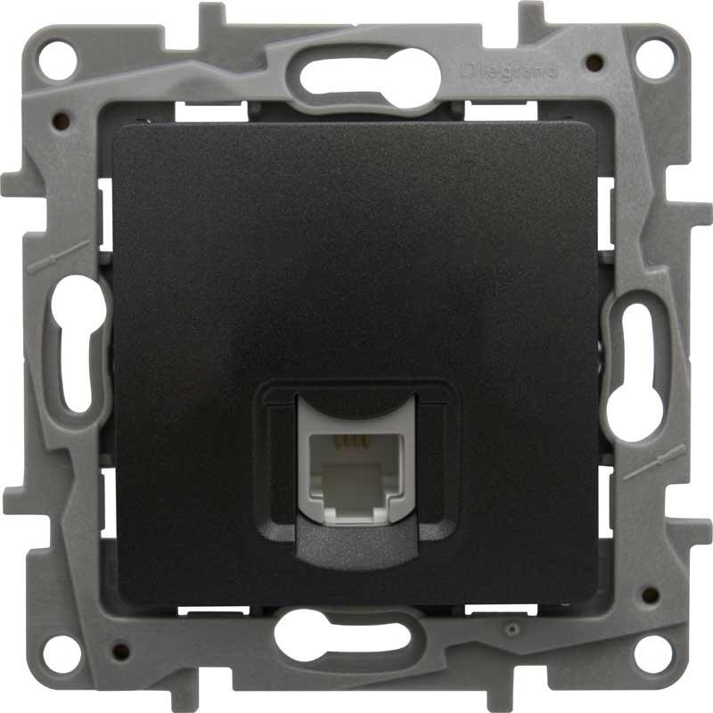 Legrand - LEGRAND 768629 RAVENTİ SİYAH 1 ÇIKIŞLI RJ11 TELEFON PRİZİ 3414971113596