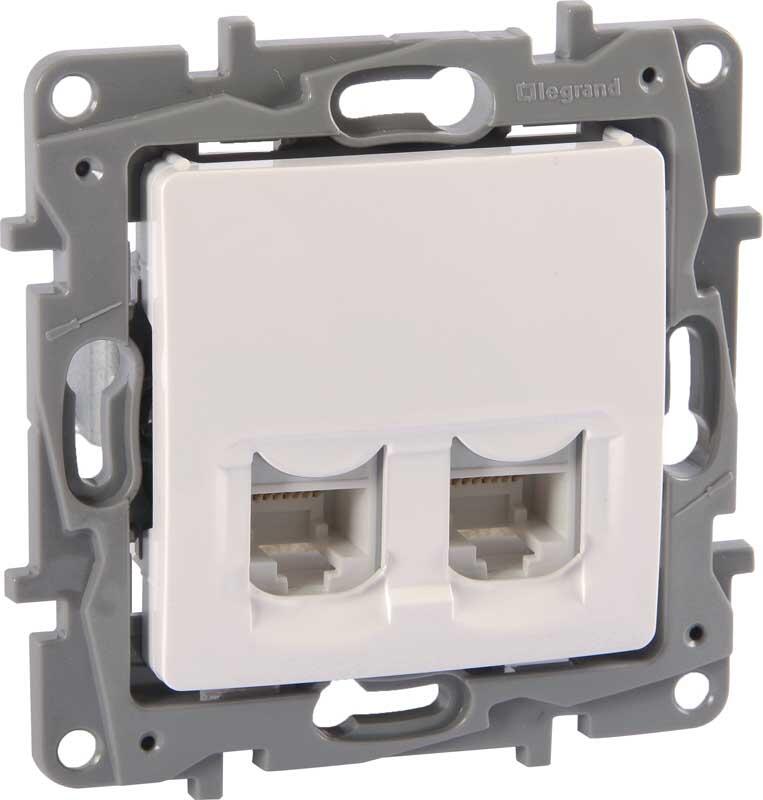 Legrand - LEGRAND 767137 SALBEİ BEYAZ CAT6 RJ45 DATA+RJ11 TELEFON PRİZİ 3414970678966