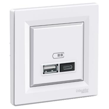 SCHNEİDER ELECTRİC EPH2700321 ASFORA USB PRİZİ 2.4A İKİLİ TYPE A+C BEYAZ 360648951670