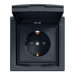 Schneider Electric - SCHNEİDER ELECTRİC EPH3100371 ASFORA PLUS KAPAKLI TOPRAKLI PRİZ IP44 ANTRASİT VİDALI ÇERÇEVELİ 3606480729973