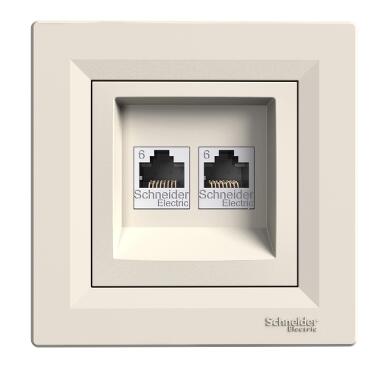 SCHNEİDER ELECTRİC EPH4800123 ASFORA 2*RJ45 CAT6 UTP KREM 3606480527043