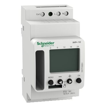 SCHNEIDER ELECTRIC CCT15551 IHP+ DİJİTAL ZAMAN SAATLERİ 7 GUN/24 SAAT 1 KONTAK 45MM 6 YIL REZERV 3606489524494
