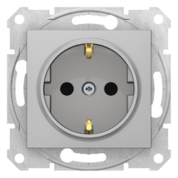 Schneider Electric - SCHNEIDER ELECTRIC SEDNA TEK SOKET ÇIKIŞI YAN TOPRAKLAMA 16A PANJUR ÇERÇEVESİZ ALÜMİNYUM 8690495034455