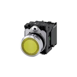 Siemens - SIEMENS 3SB6166-0DB30-1BA0 KOMPLE IŞIKLI YAY DÖNÜŞLÜ LED’Lİ BUTON METAL SARI 1NO 220VAC