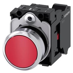 Siemens - SIEMENS 3SU1150-0AB20-3CA0 PUSHBUTTON, 22MM, ROUND, METAL, SHINY, RED, FLAT BUTTON, MOMENTARY CONTACT TYPE, WITH HOLDER, 1NC, SPRING-TYPE TERMINAL 4011209958579
