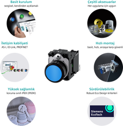 SIEMENS SİRİUS ACT MAT METAL YASSI TİP 30MM RONIS 0-1 POZİSYONLU KİLİTLİ KALICI MANDAL BUTON 4011209968455 - Thumbnail