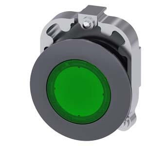 SIEMENS MAT METAL YASSI TİP YAY DÖNÜŞLÜ 30MM IŞIKLANDIRILABİLİR BUTON YEŞİL SİRİUS ACT 4011209966680