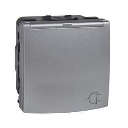 Schneider Electric - SCHNEIDER ELECTRIC UNICA TOPRAKLI KAPAKLI TOPRAKLI PRİZ ÇOCUK KORUMALI 2 MODÜL ALİMİNYUM 8420375114010