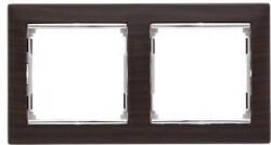 Legrand - LEGRAND VALENA KOYU AHŞAP/GÜMÜŞ BANTLI YATAY İKİLİ ÇERÇEVE 3245067703724