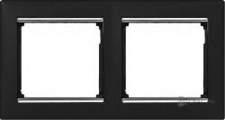 Legrand - LEGRAND VALENA SİYAH/GÜMÜŞ BANTLI YATAY İKİLİ ÇERÇEVE 3245067703922